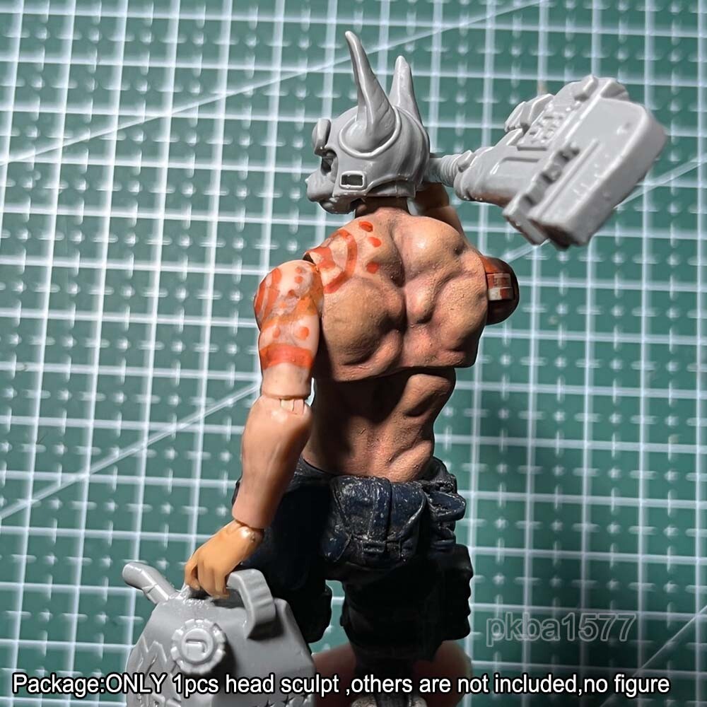 Unpainted 1/18 Cat Pilot Man Head Sculpt Helmet Head For 3.75'' Action Figure