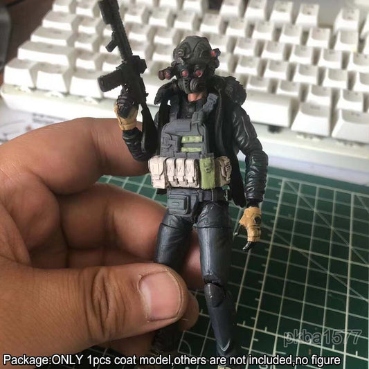 Black 1/18 Sleeveless Vest Waistcoat Coat Model For 3.75 Action Soldier Figure