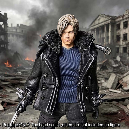 New Ver. Premium Painted 1/12 leon Man Head Sculpt Model Decor For 6" Figure