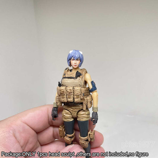 【PRE-ORDER】Premium 1/18 Ayanami Rei Girl Head Sculpt Female Soldier Head For 3.75" Figure