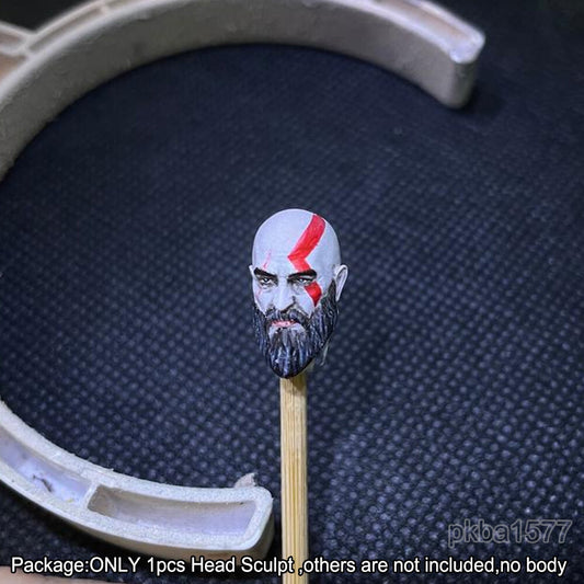 【PRE-ORDER】Premium 1/18 Kratos Full Beard Head Sculpt Soldier Male Head For 3.75" Figure