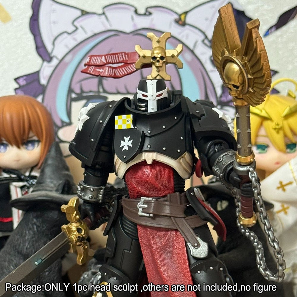 Pre-sale Painted Balck Templar Man Head Sculpt Model For DIY Action Figure
