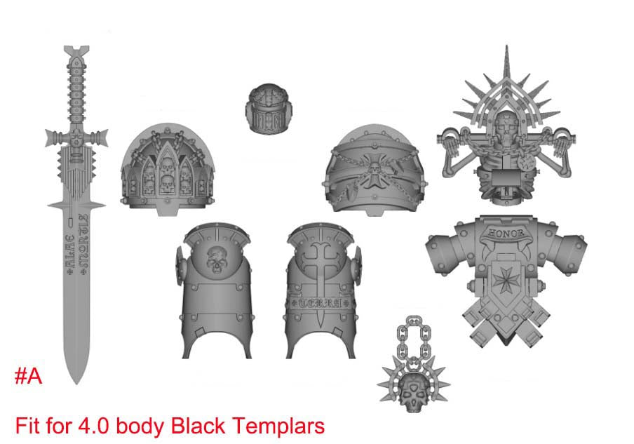 【PRE-ORDER】#A Unpainted Parts Kits For Joytoy war hammer Black Templar4.0 Body Action Figure
