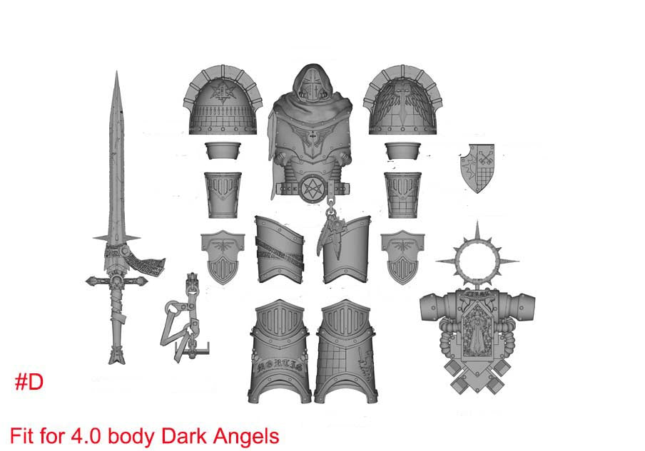 【PRE-ORDER】#D Unpainted Parts Kits For Joytoy war hammer Dark Angels 4.0 Action Figure Body