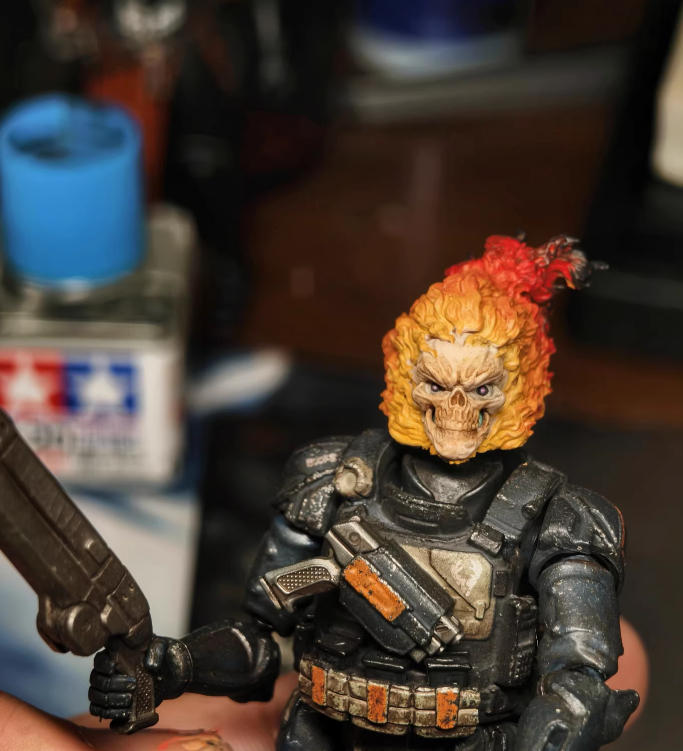 【PRE-ORDER】New Premium 1/18 Hell Rider Man Head Sculpt Head Model For 3.75" Action Figure