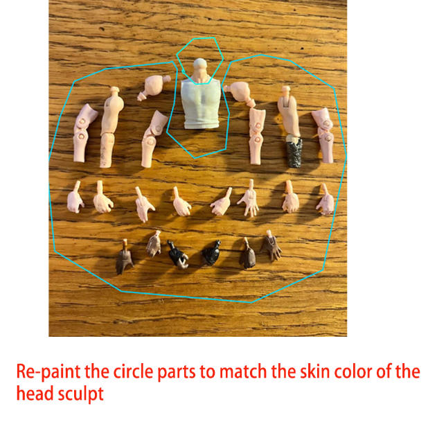 Repaint 2pcs head sculpts skin tone and Repaint body pieces