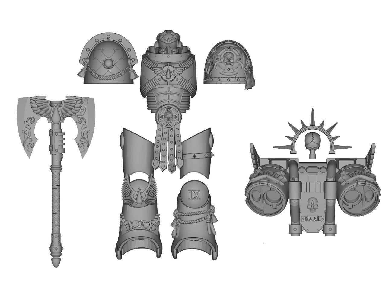 【PRE-ORDER】NEW Unpainted Parts Kits For Joytoy war hammer Blood Angels 4.0 Figure Body
