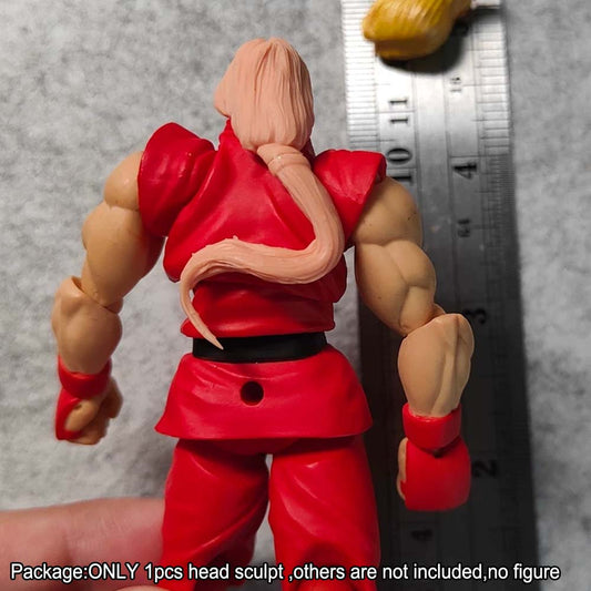 Unpainted 1/18 Blank Ken Masters Head Sculpt Model For 3.75" Action Figure