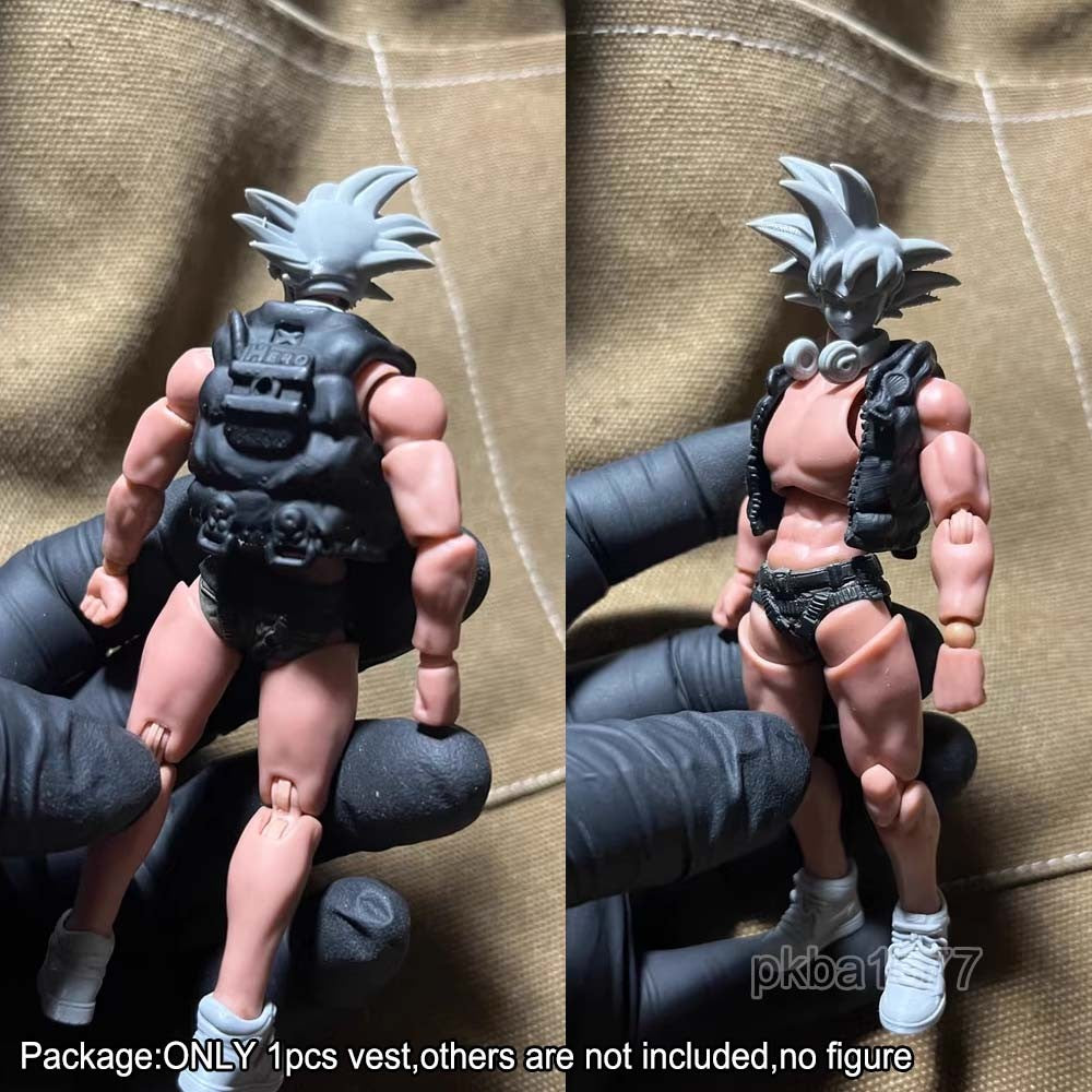 Black 1/18 Silicone Male Vest Coat Top Model For 3.75'' Male Action Figure