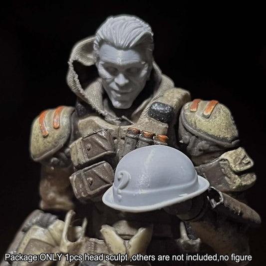 Unpainted 1/18 Man Head Sculpt w Hat Model For 3.75'' Acid Rain Joytoy Figure