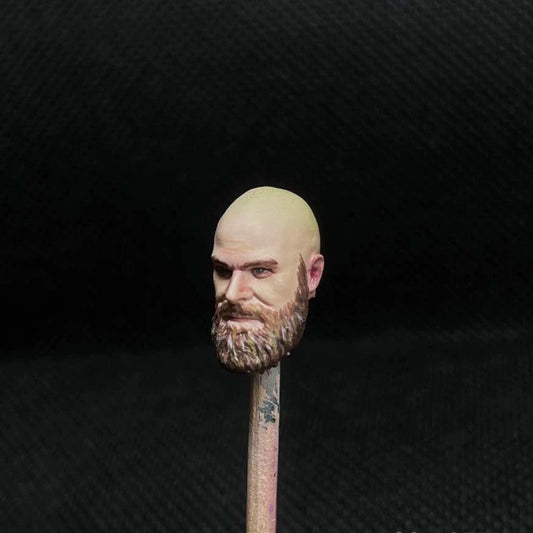Premium Painted Bearded Man Head Sculpt for 1/18 Scale Action Figures