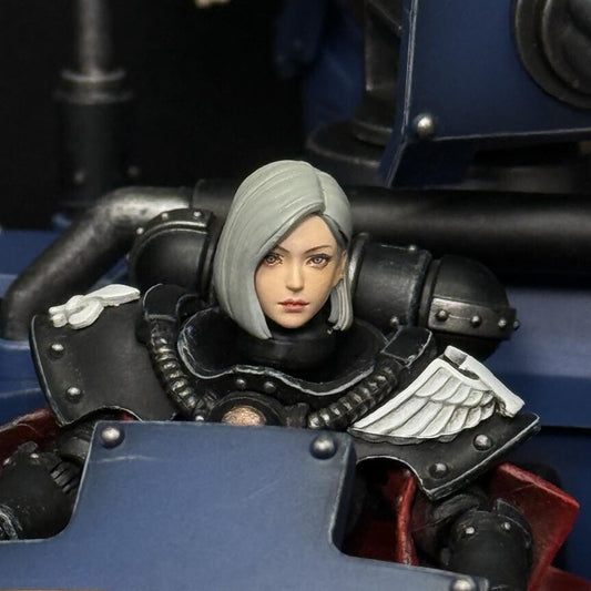 Premium Gray 1/18 Female Soldier Head Sculpt for Joytoy