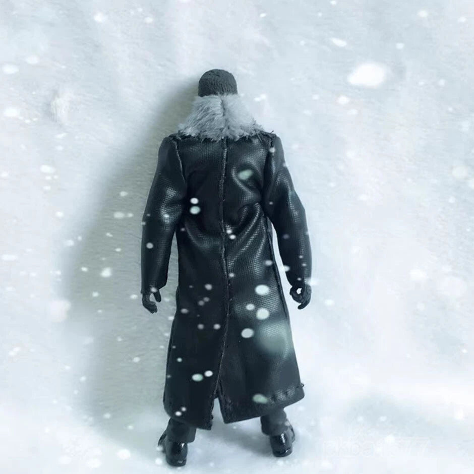 1/18 Leather Fur Collar Trenchcoat Jacket with Belt for 3.75" Male Figure
