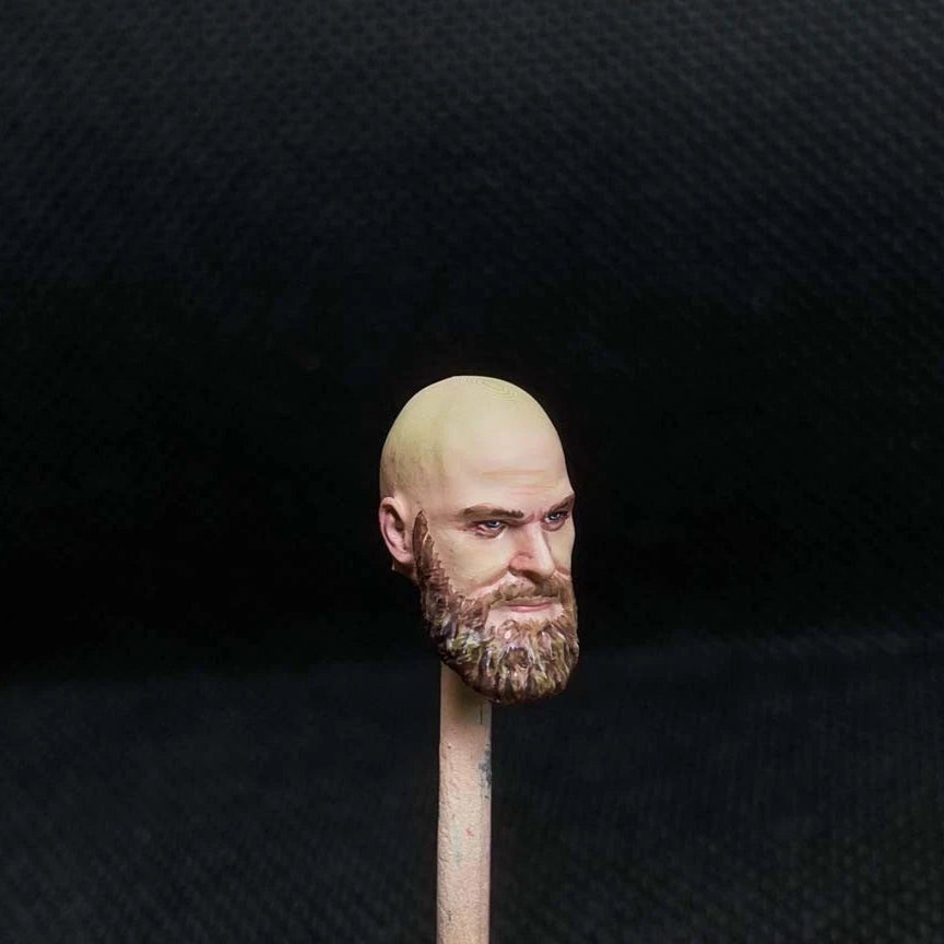 Premium Painted Bearded Man Head Sculpt for 1/18 Scale Action Figures