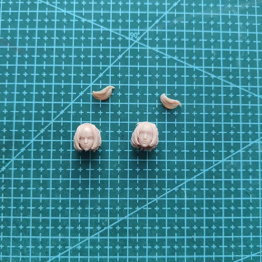 Unpainted 1/18 Short Hair Female Girl Head Sculpt Model For 3.75” Action Figure