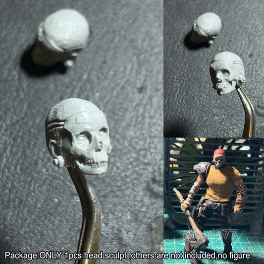Unpainted 1/18 Skull Man Head Sculpt Helmet Head Model For 3.75'' Action Figure