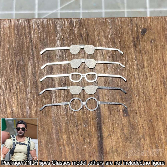 NEW 5pcs 1/18 Metal Glasses Sunglasses Model For DIY 3.75" Action Figure