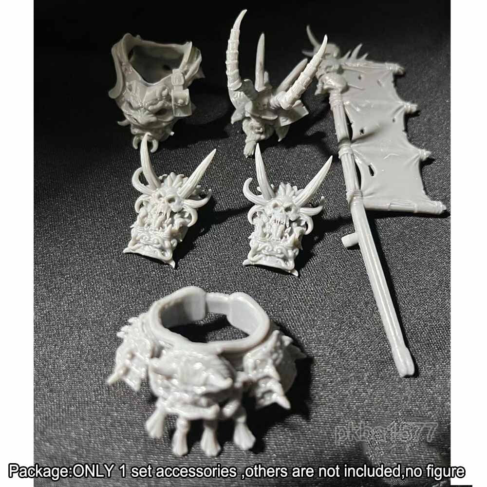 Unpainted 1/18 Monster Head Sculpt Armors Foot Flag Waist Kit For 3.75'' Figure