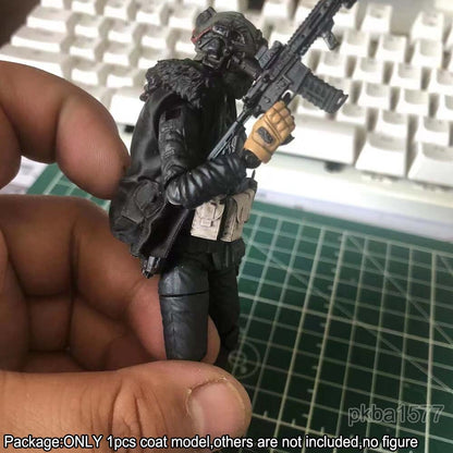 Black 1/18 Sleeveless Vest Waistcoat Coat Model For 3.75 Action Soldier Figure