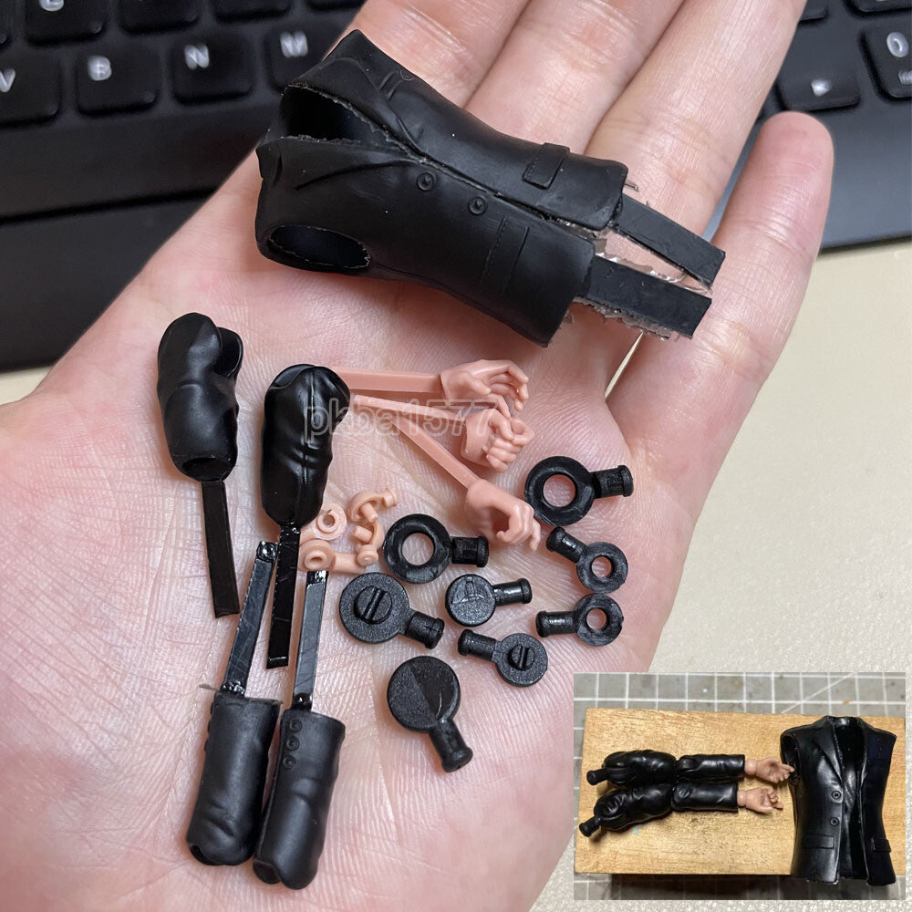 Black 1/18 Arms Hands Suit Vest Coat Model Replace For DIY 3.75" Action Figure