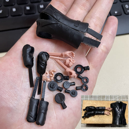 Black 1/18 Arms Hands Suit Vest Coat Model Replace For DIY 3.75" Action Figure