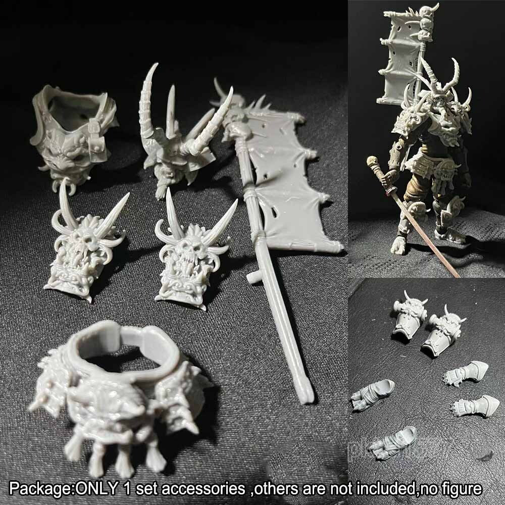 Unpainted 1/18 Monster Head Sculpt Armors Foot Flag Waist Kit For 3.75'' Figure