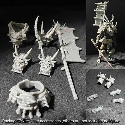 Unpainted 1/18 Monster Head Sculpt Armors Foot Flag Waist Kit For 3.75'' Figure