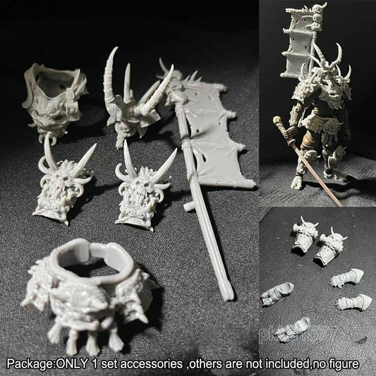 Unpainted 1/18 Monster Head Sculpt Armors Foot Flag Waist Kit For 3.75'' Figure
