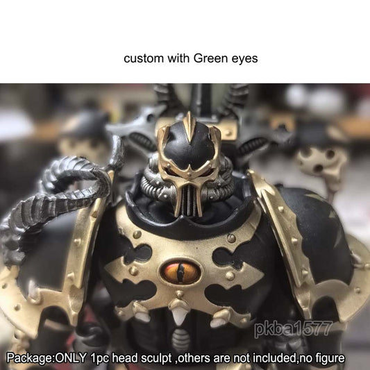 【PRE-ORDER】Custom Premium Painted 1/18 Man Head Sculpt Model with Green Eyes for Joytoy warhammer 40k figure