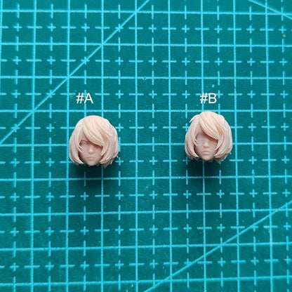 Unpainted 1/18 Short Hair Female Girl Head Sculpt Model For 3.75” Action Figure