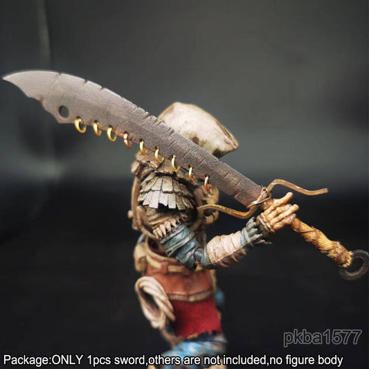【PRE-ORDER】Handmade 1/18 Metal War-damaged Nine Ring Knife Sword Weapon For 3.75'' Figure