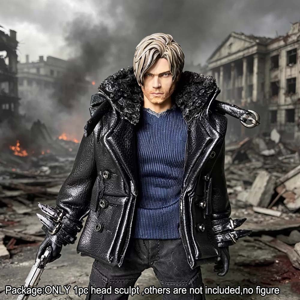 New Ver. Premium Painted 1/12 leon Man Head Sculpt Model Decor For 6" Figure