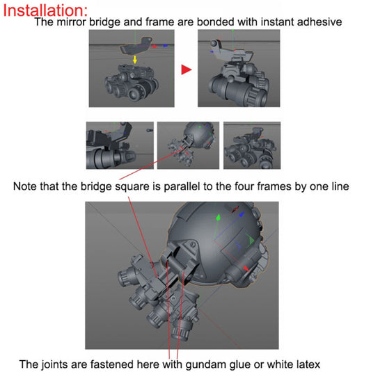 【PRE-ORDER】6pcs Unpainted Black 1/18 Army Four-eye Helmet Models For DIY 3.75" Action Figure