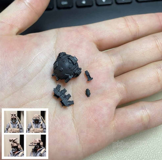 【PRE-ORDER】5pcs Unpainted Black 1/18 Army Four-eye Helmet Models For DIY 3.75" Action Figure