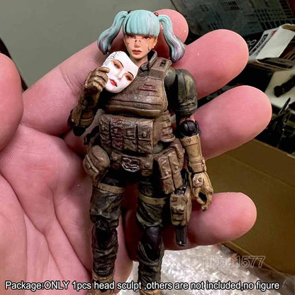 【PRE-ORDER】Premium 1/18 Female Girl w Mask Head Sculpt Soldier Head For 3.75" Action Figure