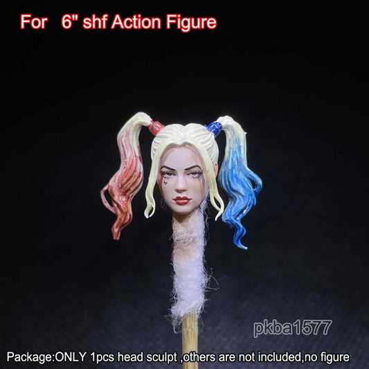【PRE-ORDER】Premium 1/12 Harley Female Quinn Head Sculpt Soldier Head For 6" Action Figure