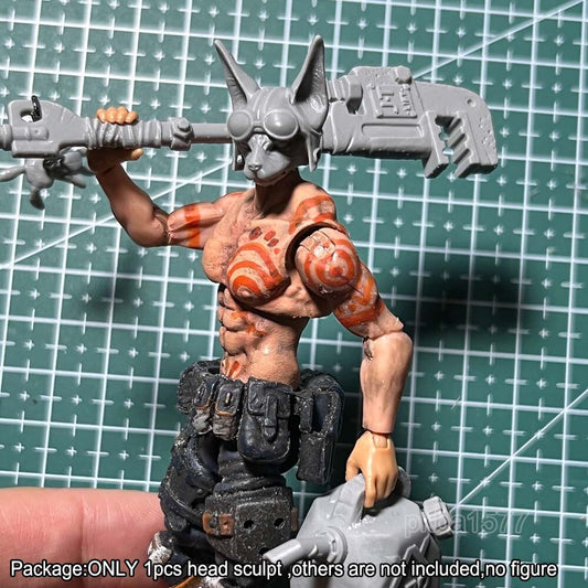 Unpainted 1/18 Cat Pilot Man Head Sculpt Helmet Head For 3.75'' Action Figure