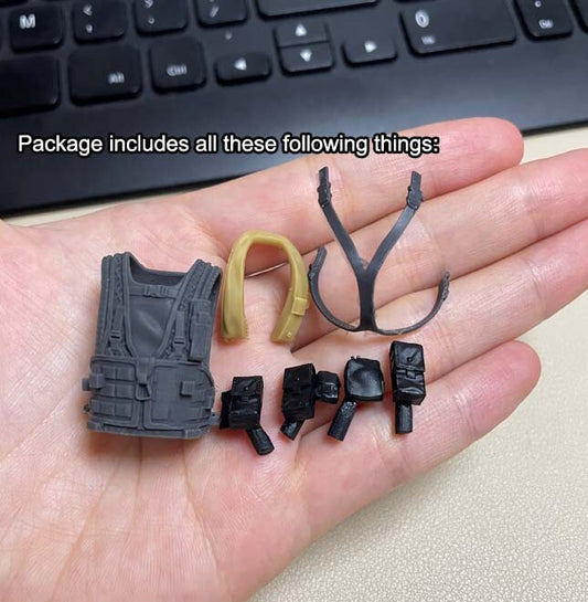Unpainted 1/18 Body Armor Vest Collar Pouches Straps For 3.75" Action Figure
