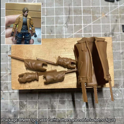 Unpainted 1/18 Scale Coat Vest Arms Replacement For DIY 3.75" Action Figure