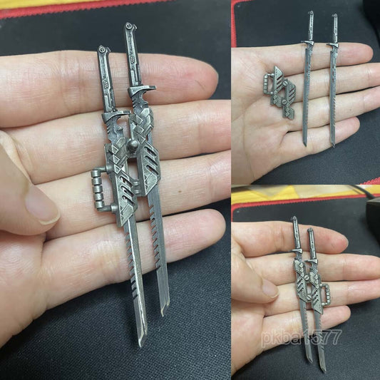 Premium 1/18 Metal Cool Double Sword Weapon For DIY 3.75'' Action Figures