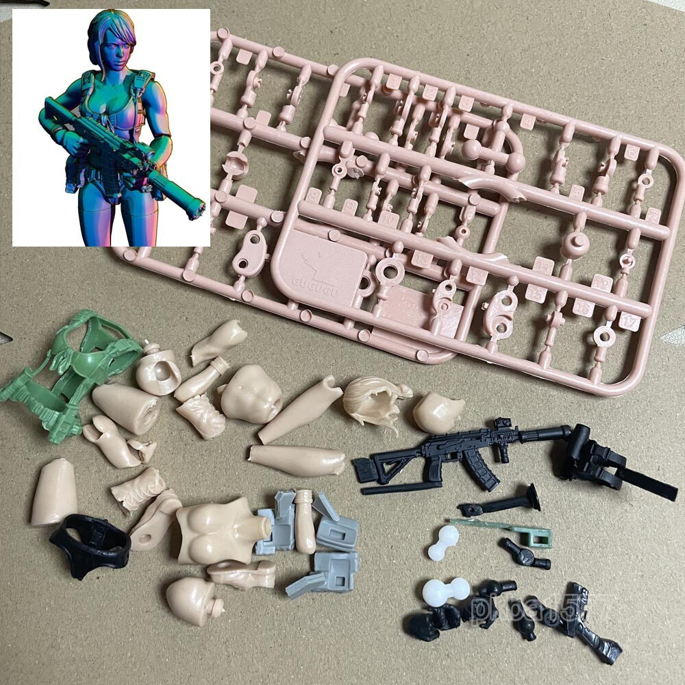 【PRE-ORDER】Unpainted 1/18 Scale 3.75" Quiet Female Soldier Action Figure Toy Gift