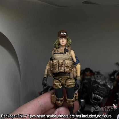 【PRE-ORDER】Premium 1/18 Cute Cartoon Girl Head Sculpt Female Soldier Head For 3.75" Figure