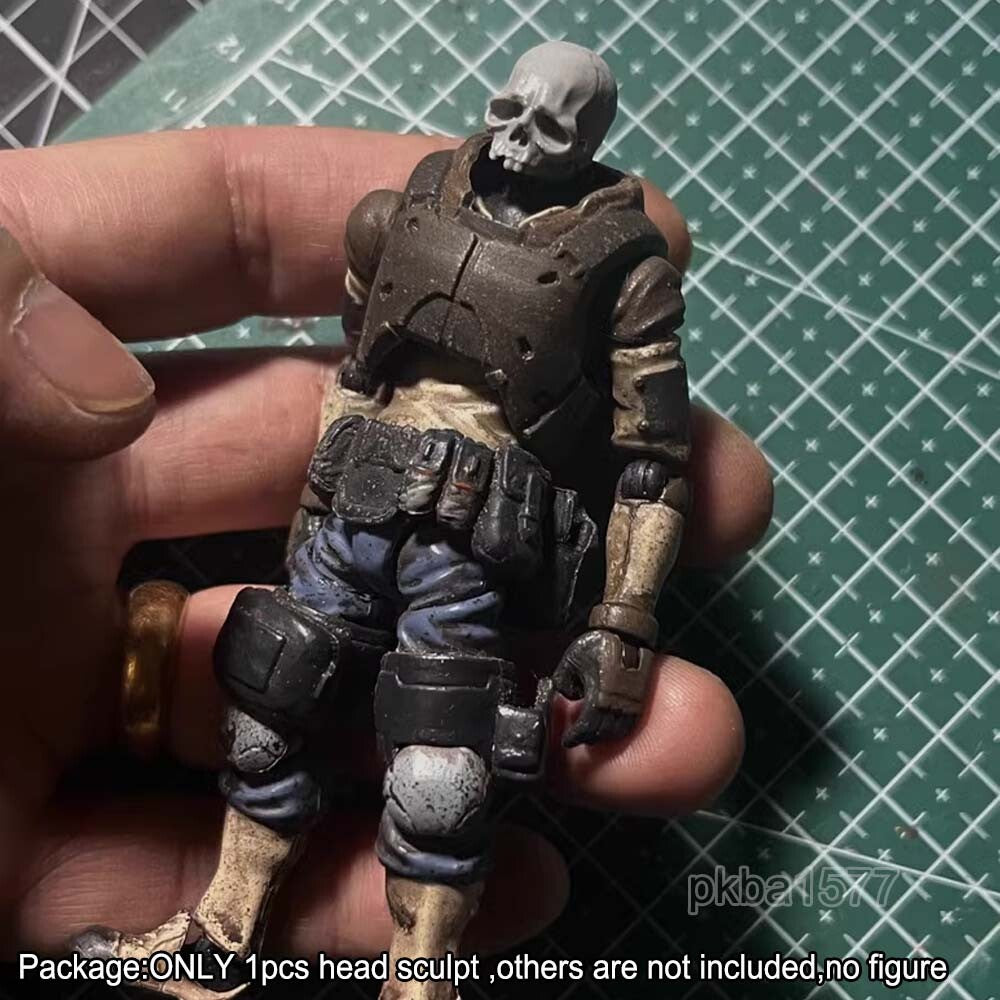 Unpainted 1/18 Skull Head Sculpt Model For 3.75'' Acid Rain Joytoy Action Figure
