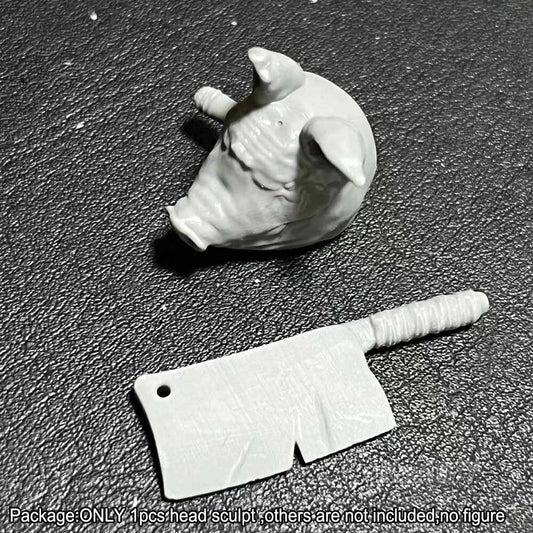 Unpainted 1/18 Pig Man Head Sculpt Helmet w Knife For 3.75'' Action Figure