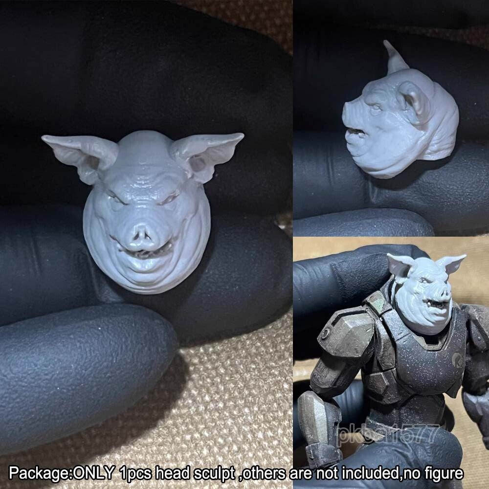 Unpainted 1/18 Pig Man Head Sculpt Model For 3.75" Acid Rain Action Figure