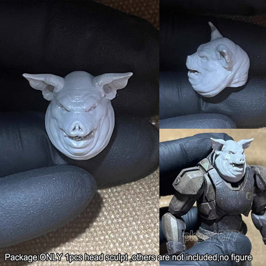Unpainted 1/18 Pig Man Head Sculpt Model For 3.75" Acid Rain Action Figure