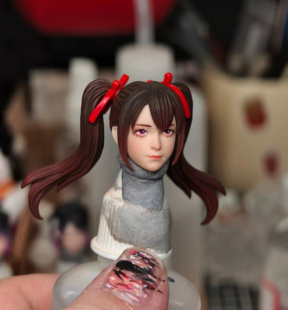 【PRE-ORDER】Painted brown hair pink eyes Premium 1/12 Female Head Sculpt For 6" Figure