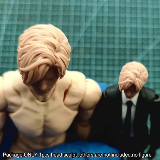 Unpainted 1/12 1/18 Leon Man Head Sculpt Blank Male Head For 6'' 3.75'' Figure