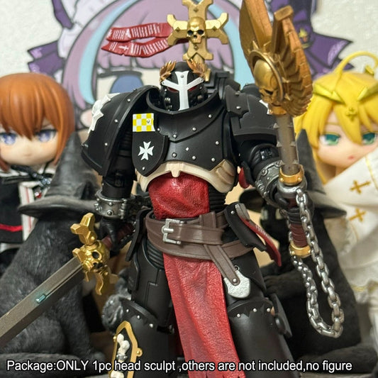 #B Pre-sale Painted Balck Templar Man Head Sculpt Model For DIY Action Figure