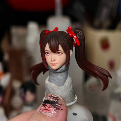 【PRE-ORDER】Painted brown hair pink eyes Premium 1/12 Female Head Sculpt For 6" Figure